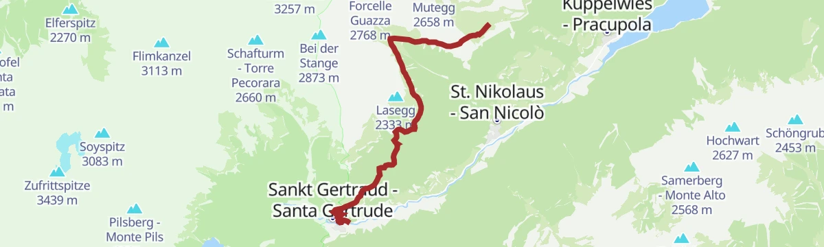 Route map: Da Schwemmalm a S. Geltrude